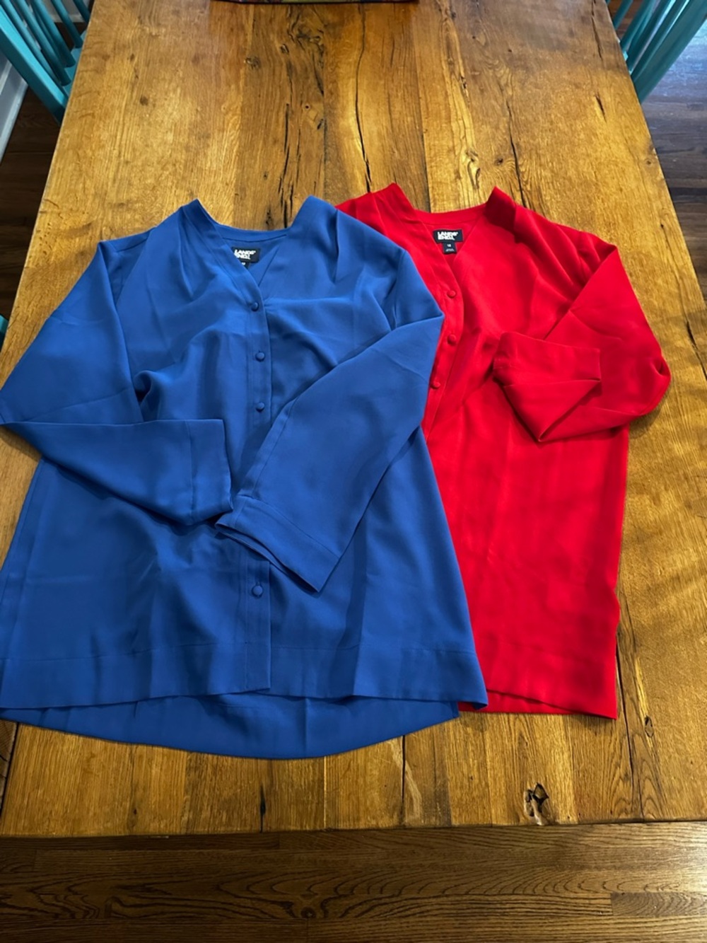2 Lands’ End Women's Long Sleeve Vneck Crepe Tunics